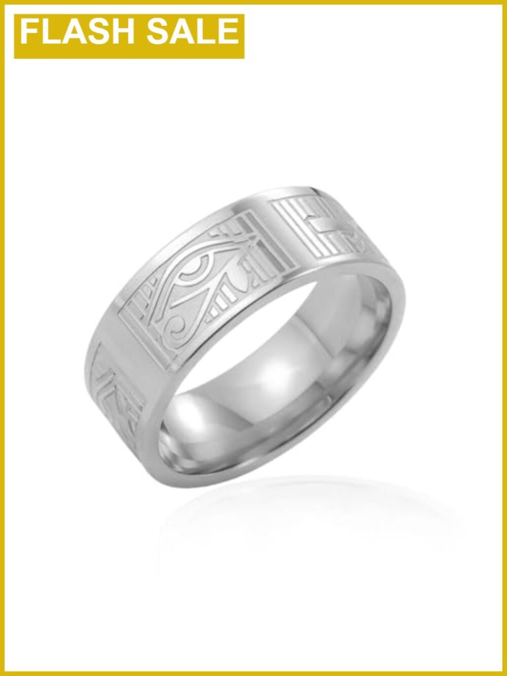 VASSAGO Stainless Steel Ankh Ring Eye of Horus Egyptian Jewelry Men Women